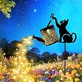LGEYHAN Black Cat Gifts - Solar Cat Garden Statue,Black Metal Garden Decor,Yard Decor Stakes with Lantern, Gifts for Women Mom and Grandma or for Cat Lovers