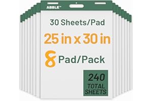 ABBLE Super Sticky Easel Pad, 25 x 30 Inches, 30 Sheets/Pad, 8 Pads/Pack (Green), Large Self Stick Flip Chart Paper for Whiteboards, Premium White Chart Paper for Teachers, Office, and Classroom Supplies