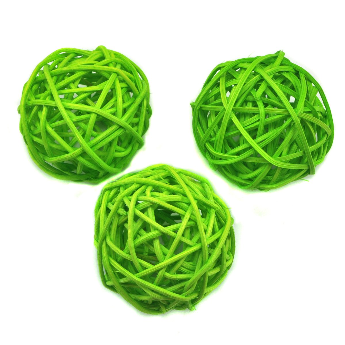 Ougual Natural Wicker Rattan Balls Table Wedding Party Hanging Wobble Ball Christmas Decoration (6cm, 10pcs, Green)