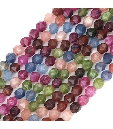 Perles En Tourmaline Pastèque Naturelle Facettée – Brin De 12,5 Pouces, Diamètre 3-5 Mm, Pour Création De Bijoux DIY