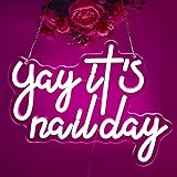 Yay It's Nail Day Neon Signs for Wall Decor Nail