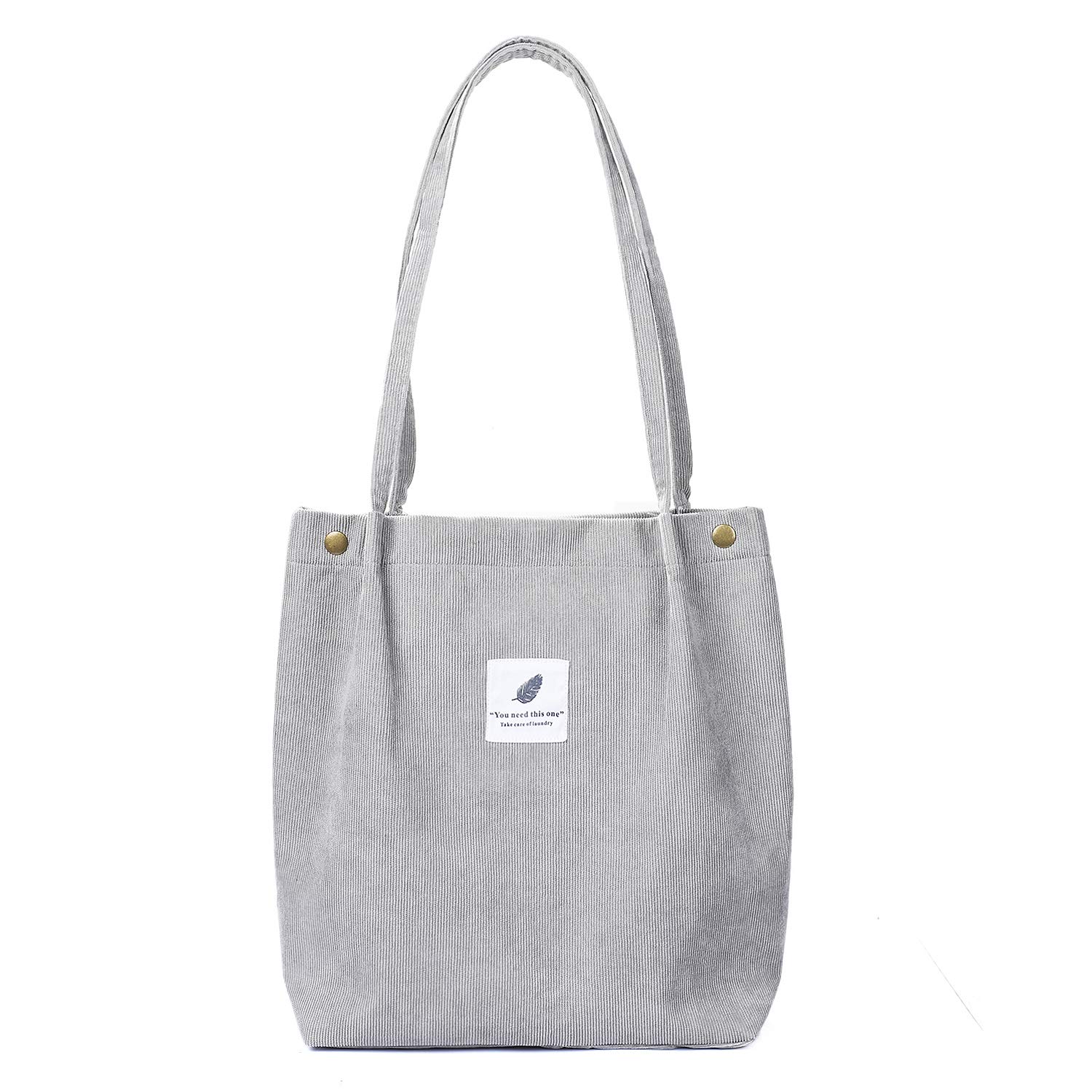 Etercycle Corduroy Shoulder Bag, Corduroy Totes Shopping Bag Large Capacity Casual Shoulder Handbags for Women - Grey