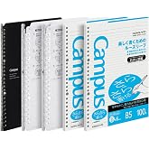 Kokuyo Campus Smart Ring Binders 3 Pack, B5 Binder Notebooks in White &amp; Black, Up to 25 Sheets 26 Holes Slim Binder Folder and 200 Campus Loose-Leaf Paper for Work Study Journal, Japan Import