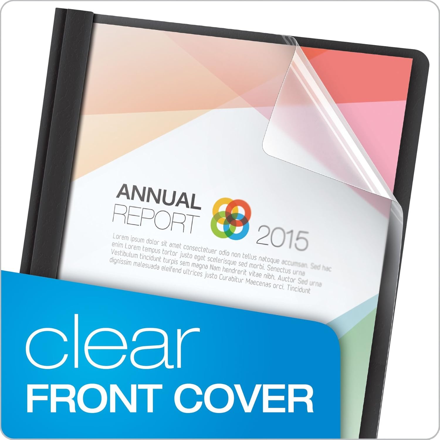 Oxford Clear Front Report Covers, Black, Letter Size, 25 per box (55806EE) : Business Report Covers : Office Products