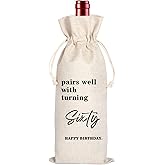 Maydvdv Sixty Year Birthday Wine Bag|60th Birthday Gift|Personalized Wine Bag|60th Birthday Party Favors|Party Decor Wine Bag|Pairs Well With Turning Sixty Wine Bag(11MA04)
