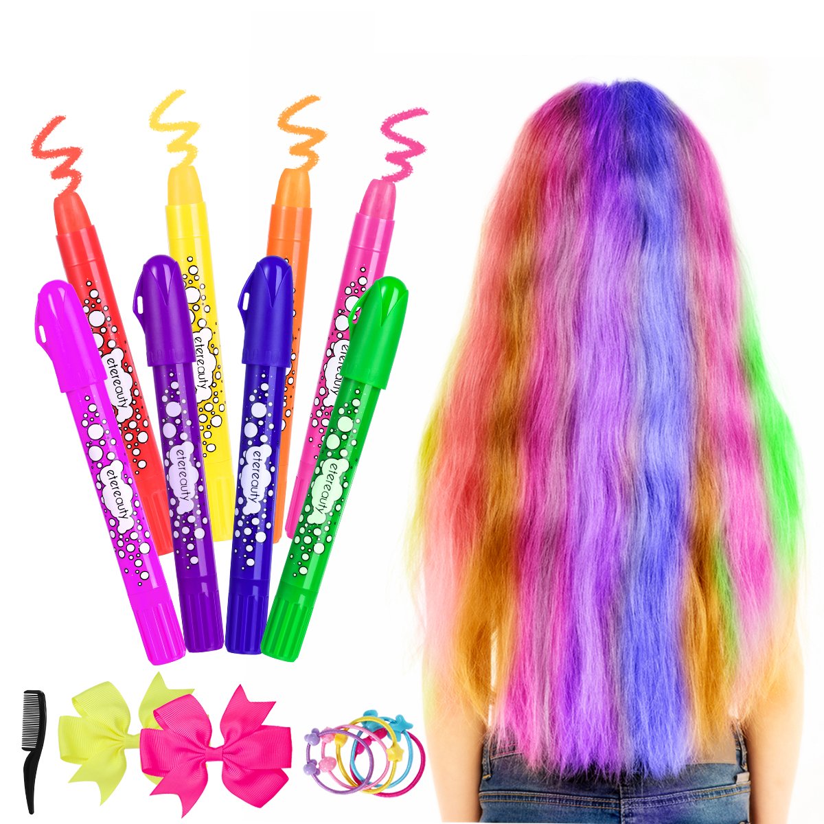 Etereauty Hair Chalk Set 8 Colors Non Toxic Washable Temporary
