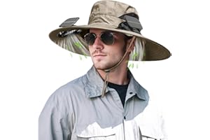 INKARTS Solar Powered Fan Hat for Men Women Wide Brim Hat with 2 Fans UPF 50+ Outdoor Fishing Beach Sun Hat
