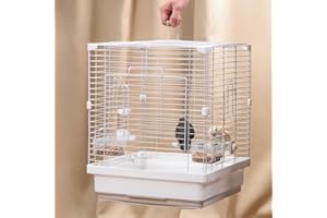 JONS NTY 17.3" Portable Travel Bird Cage, Parrot Cage, Ample Room for Tail Movement, with Food Box, Perch, Water Bottle, for Vet Visit, Short Trip, Parakeet, Cockatiel, Budgie, Small Medium Birds