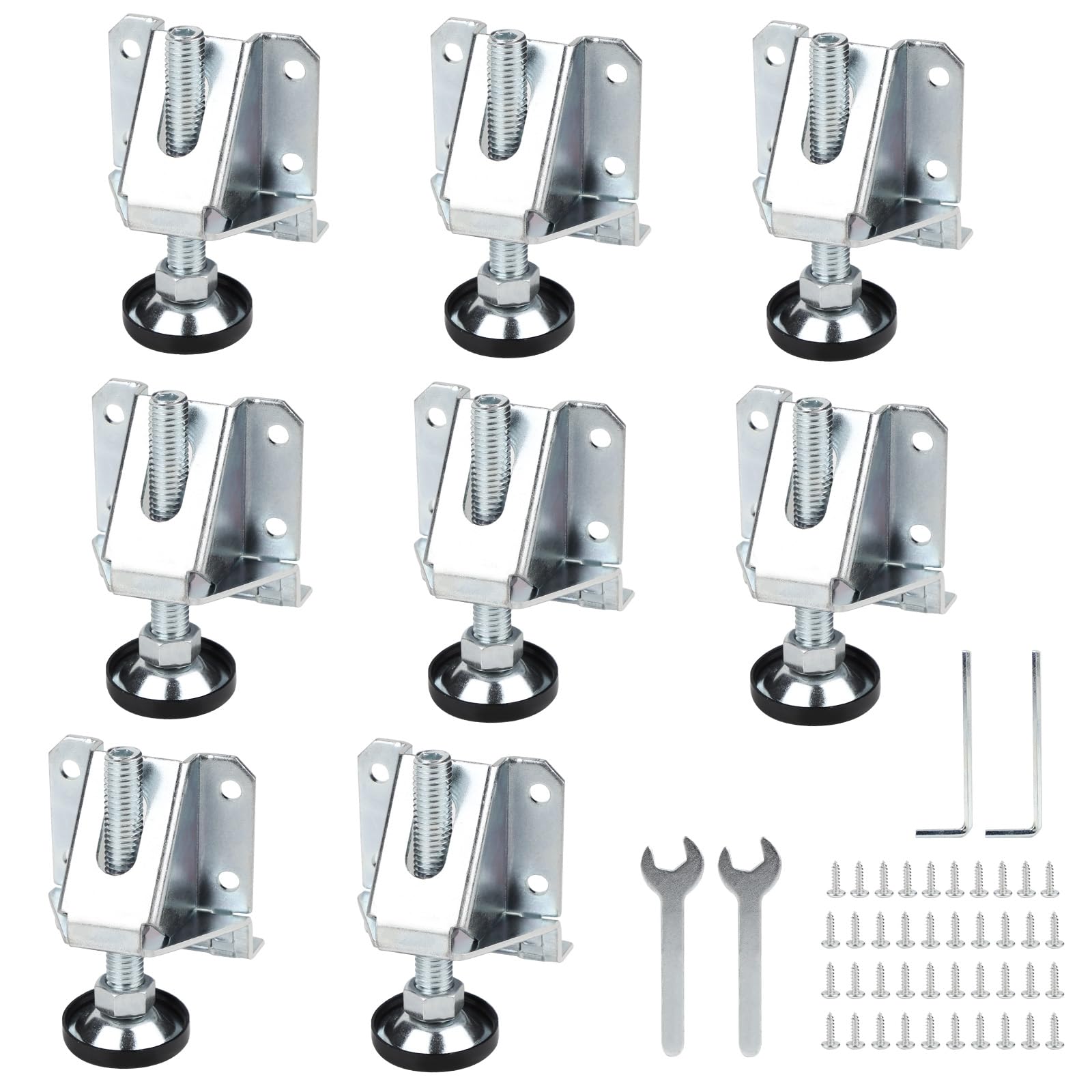 DBREAKS Heavy Duty Adjustable Furniture Feet, 8 Pieces, Alloy Steel, Round, 0-60mm, 400kg Max Weight, Stabilize & Level Uneven Surfaces, Suitable for Heavy Furniture