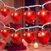 Valentines Day Decorations Lights, 8.5FT 10 LED Red Heart String Lights Plug in, Connectable Valentine's Day Fairy Lights for Wedding Indoor Room Outdoor Holiday Party Christmas Gift Valentine's Day