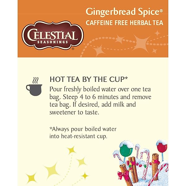 CELESTIAL SEASONINGS HERBAL TEA, GINGERBREAD SPICE, 18 TEA BAGS (PACK OF 6)