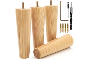 Airy Abode Premium Ash Wood Furniture Legs (Full Install Kit) - Pick Your Size and Color
