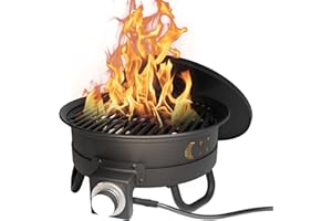 HOMNSO Propane Fire Pit, Gas Fire Pit, Portable Pit Outdoor, Firebowl 17 Inch Diameter for Outside Patio Camping, 58,000 BTU with Lid and Carry Bag, Black