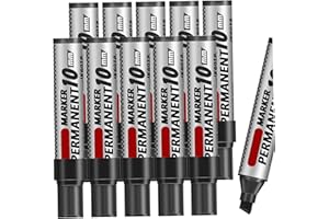 10 Pack Permanent Markers Thick, Chisel Tip Black Big Markers for Posters, Shipping Labels & Crafts, Waterproof and Quick Dry