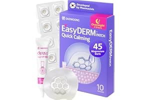 DWEASYDERM EasyDerm Quick Calming Magnesium Patches – Hydrocolloid Acne Spot Treatment Includes Tweezers & Ampoule, 10 Patches, Zit Sticker, Made by Daewoong Pharmaceutical