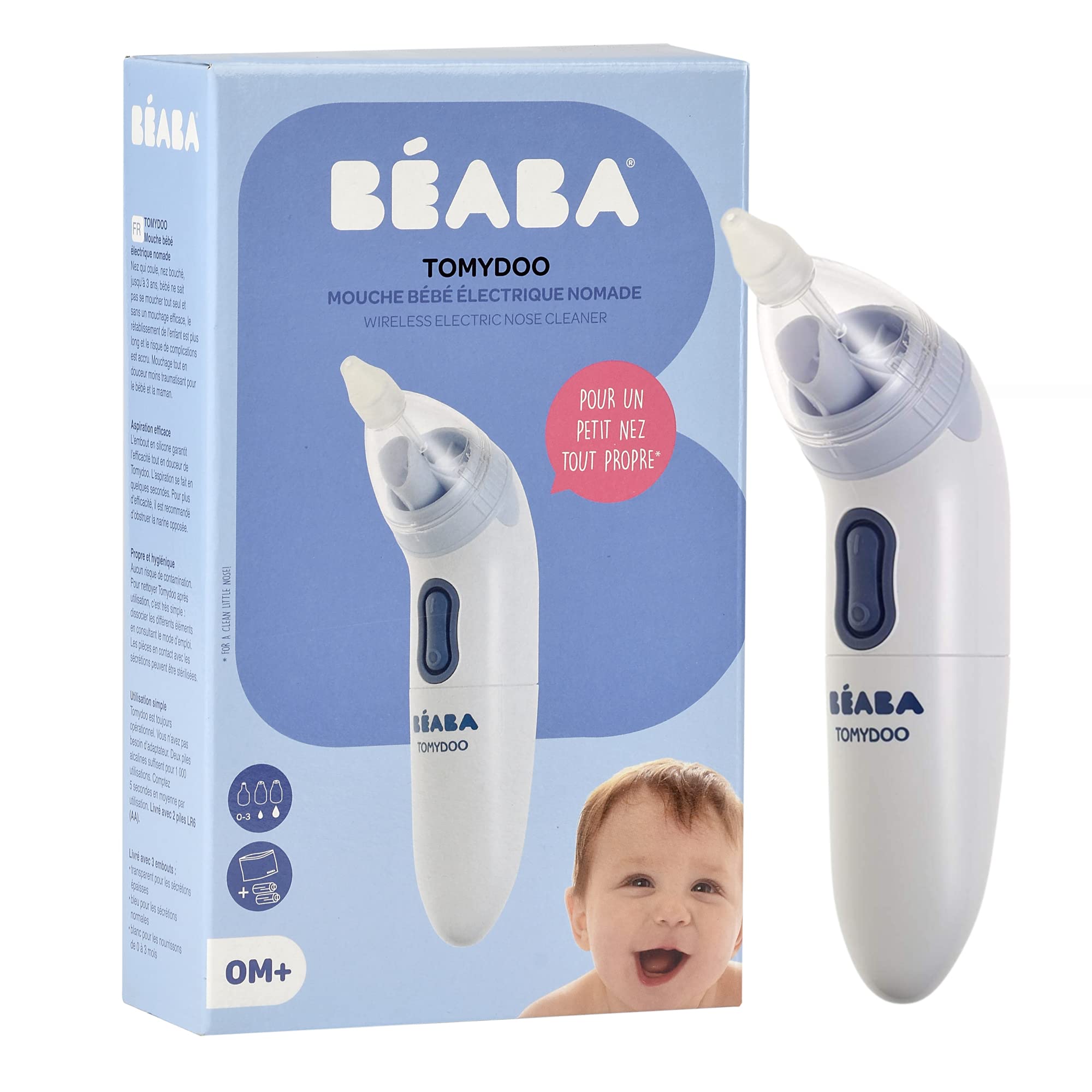 Béaba - Tomydoo - Baby Nasal Aspirator - Electric Baby Nose Cleaner - Easy to Use - Fast and Soft - Sterilisable