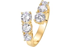 PAVOI 14K Gold Plated Cubic Zirconia Crossover Chunky Eternity Ring for Women | Open Twist Stackable Bands | CZ Statement Rin