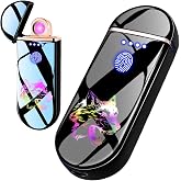 NINSI Spinning Arc Touch-Activated Electric Lighter, USB-C Rechargeable | Plasma Flameless Electronic Lighter with Dynamic Cool LED Lights, Gift for Men, Black Wolf