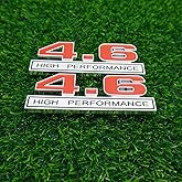 2Pc 4.6 Liter High Performance Fender Emblem 3D Badge Decals Stickers Nameplate Cars Trucks (Red Silver Black)