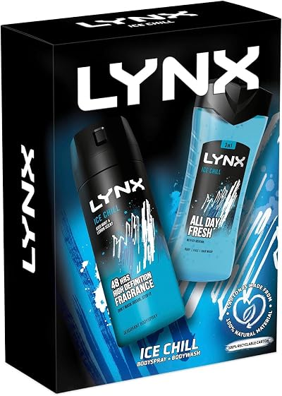 Lynx Ice Chill Gift Set Duo Bodywash Spray Sneaker Balls Men Boys Teen Eco
