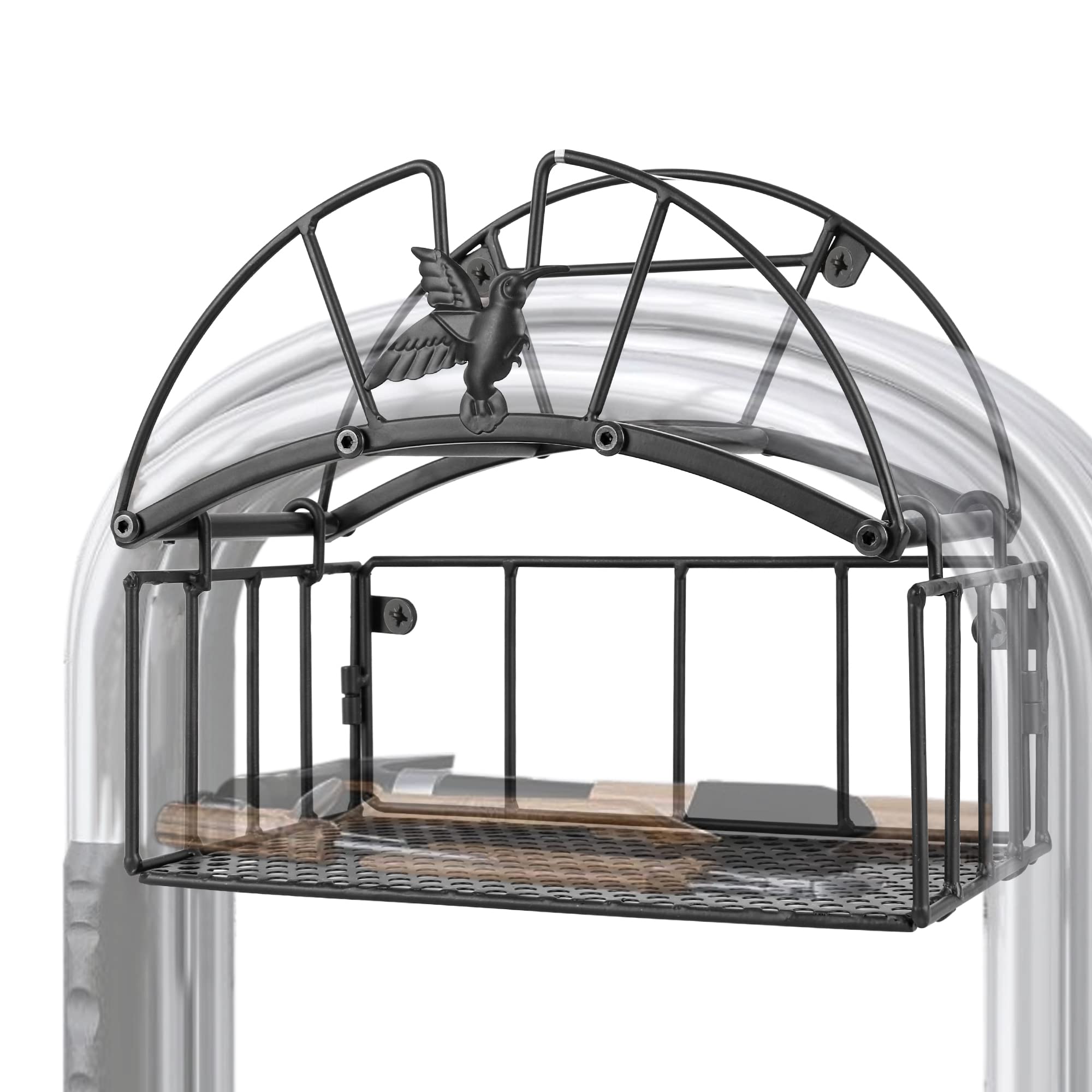 STYDDI Heavy Duty Decorative Garden Hose Holder with Storage Compartment Holds up 150-foot Capacity, Metal Wall-Mounted Water Hose Hanger Rack for Wall, Fence, Lawn, Yards