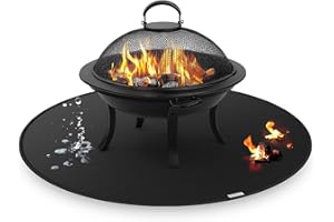 FIREWESS 48inch Fire Pit Mat for Solo Stove Bonfire, Round Under Grill Blanket for Outdoor Grill, Fireproof Mat, Oil Proof Waterproof Under Floor BBQ Accessories Protector for Solo Stove Accessories