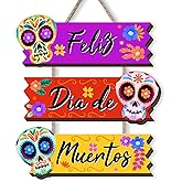 Dia De Los Muertos Wooden Wreaths for Front Day of The Dead Welcome Sign Dia De Los Muertos Decorations for Home Party