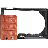 Hersmay ZVE10 Camera Cage with Wooden Side Handle Cage Rig Accessories for Sony ZV-E10 DSLR Camera