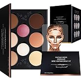 Youngfocus Cosmetics Cream Contour Best 8 Colors Contouring Foundation - Highlighting Makeup Kit/Concealer Palette - Vegan, Cruelty Free and Hypoallergenic - Instruction Manual(Face Blushes)