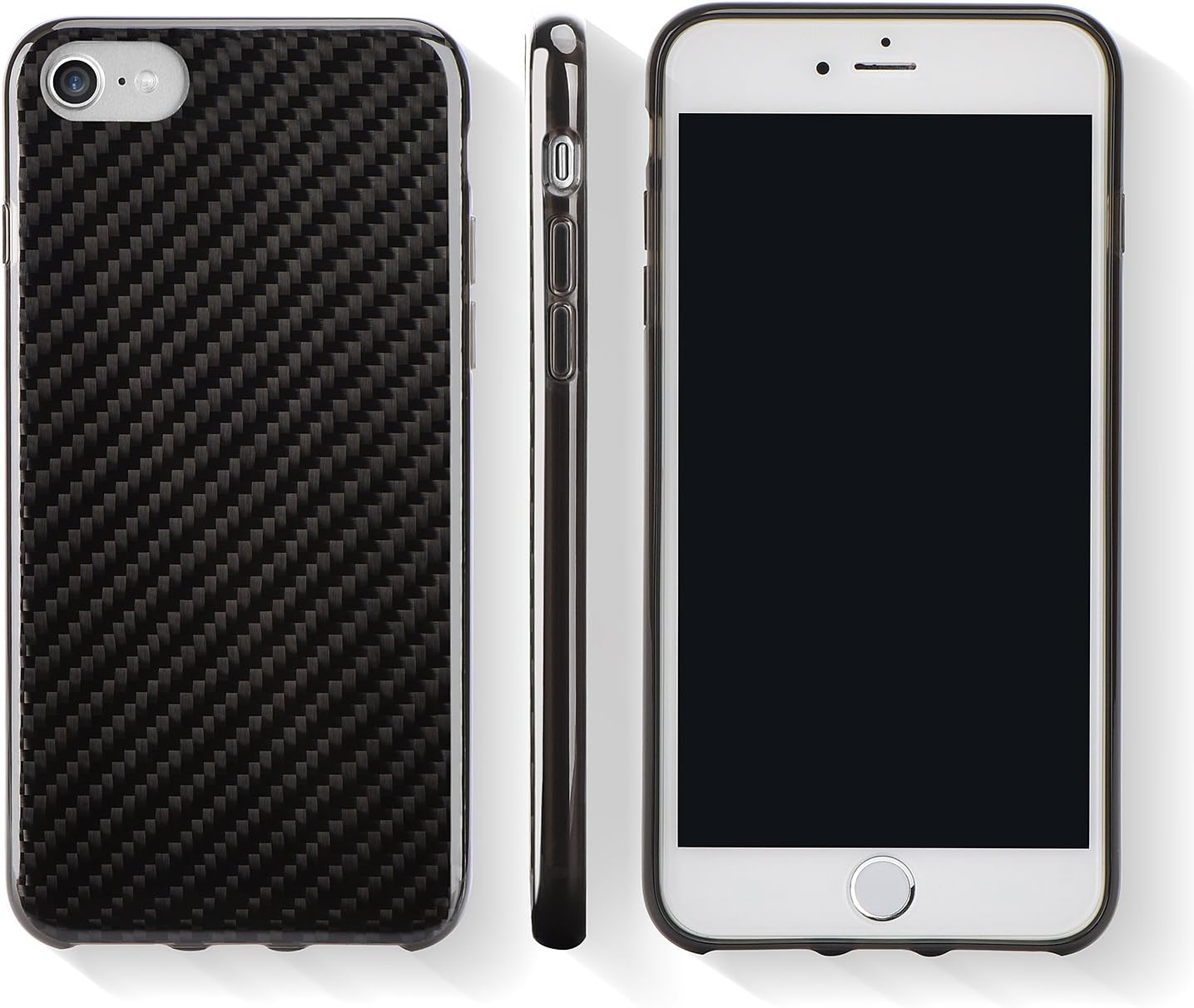 iPhone 7 Case/iPhone 8 Case, Trimusen Real Carbon Fiber Slim Fit Design Full Protective TPU Flexible and Shockproof Case for Apple iPhone 7(2016)/iPhone8(2017) - Black