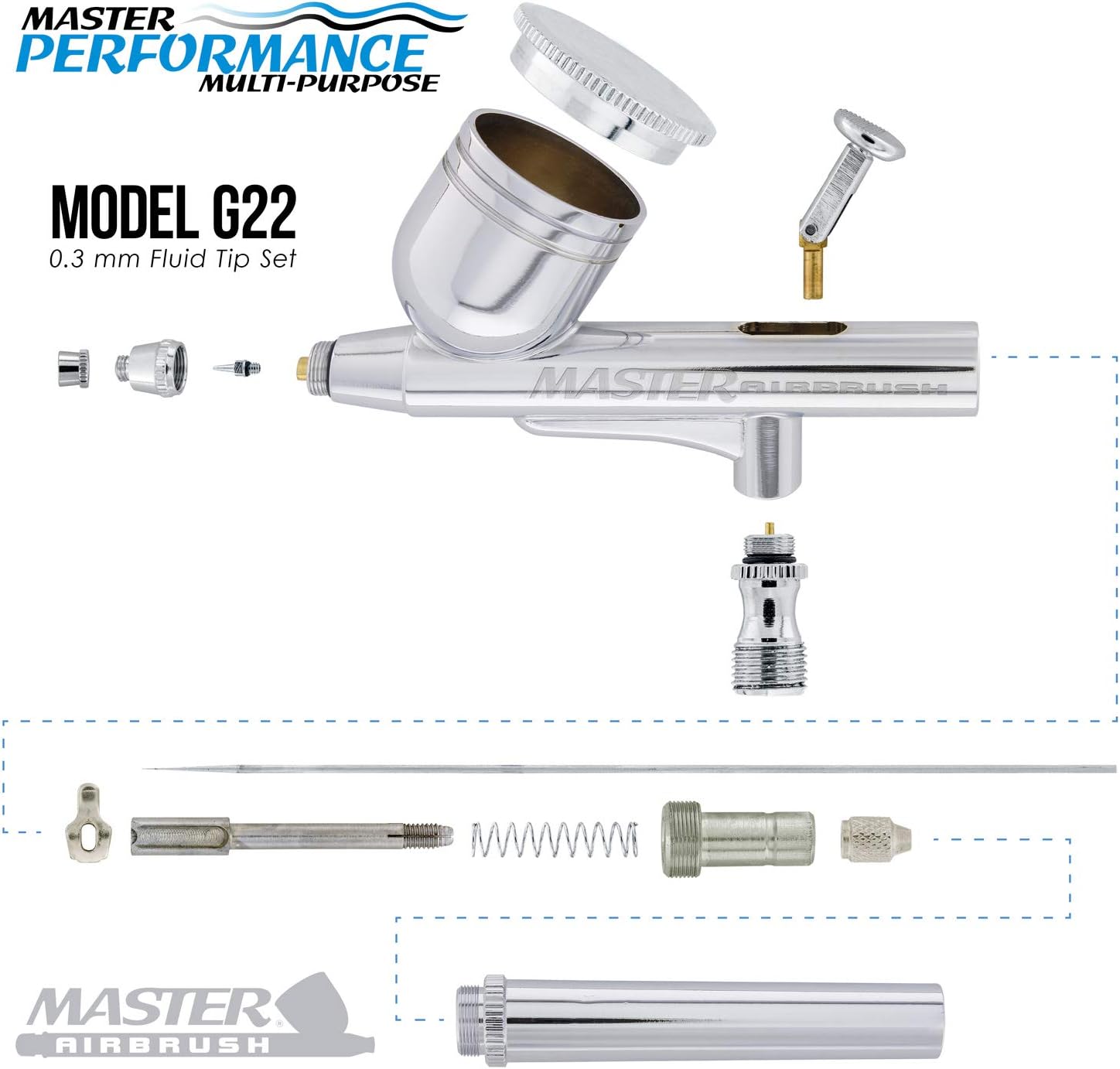 Master Airbrush Model G22 Multi-Purpose Dual-Action Gravity Feed Airbrush Set with a 0.3mm Tip and 1/3 oz. Fluid Cup - User Friendly, Versatile Kit - Spray Auto Graphics, Art, Crafts, Tattoos, Cake: Arts, Crafts & Sewing