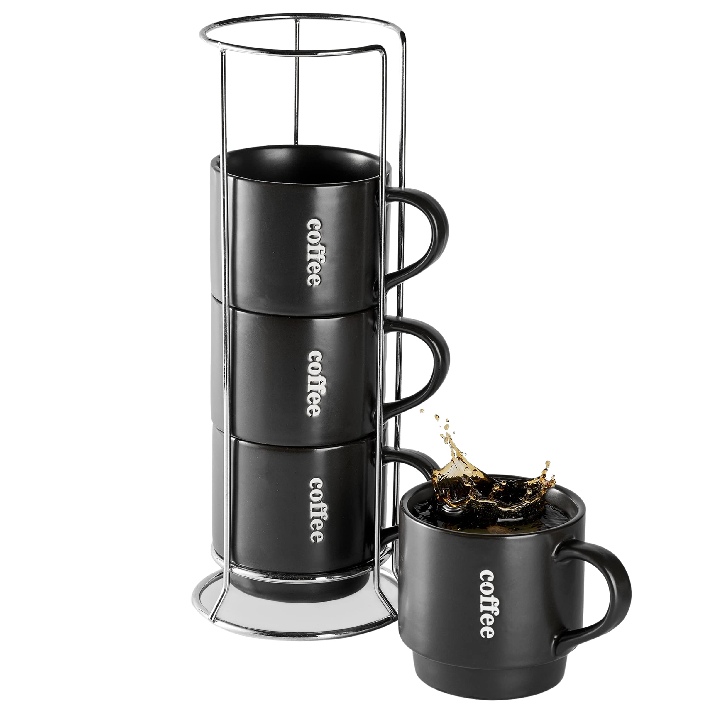 Photo 1 of (missing one)(please see all images) LAUCHUH Coffee Mug Set, Porcelain Stackable Coffee Mugs 