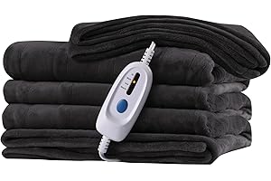 McJaw Electric Heated Blanket 72"x 84" Full Size, 4 Heating Levels and 10 Hours Auto Off, Lightweight and Breathable - Ebony