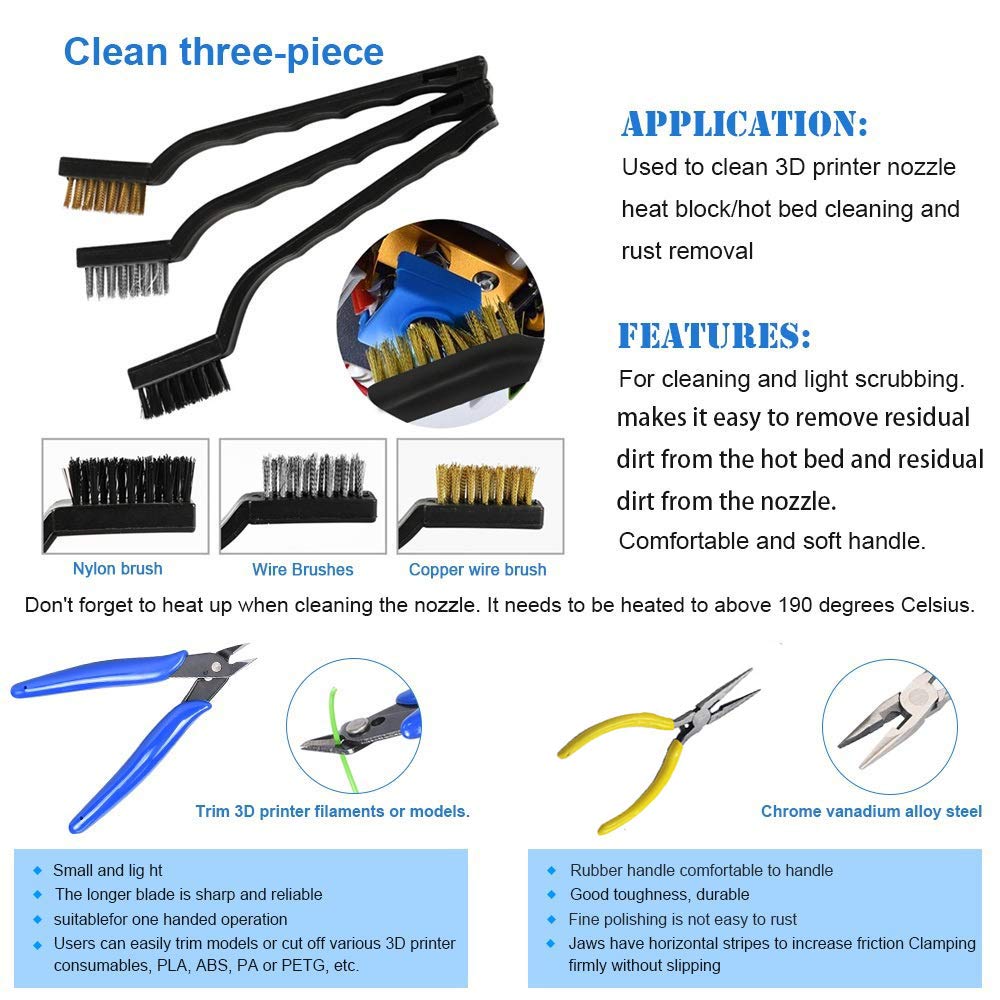 Daszui 3D Print Tool Kit Includes Debur Tool，3D Print Tweezers, Pliers, Scarper, Clean up Knives, Carving Knife Come with Storage Case for Printing Removing,: Industrial & Scientific