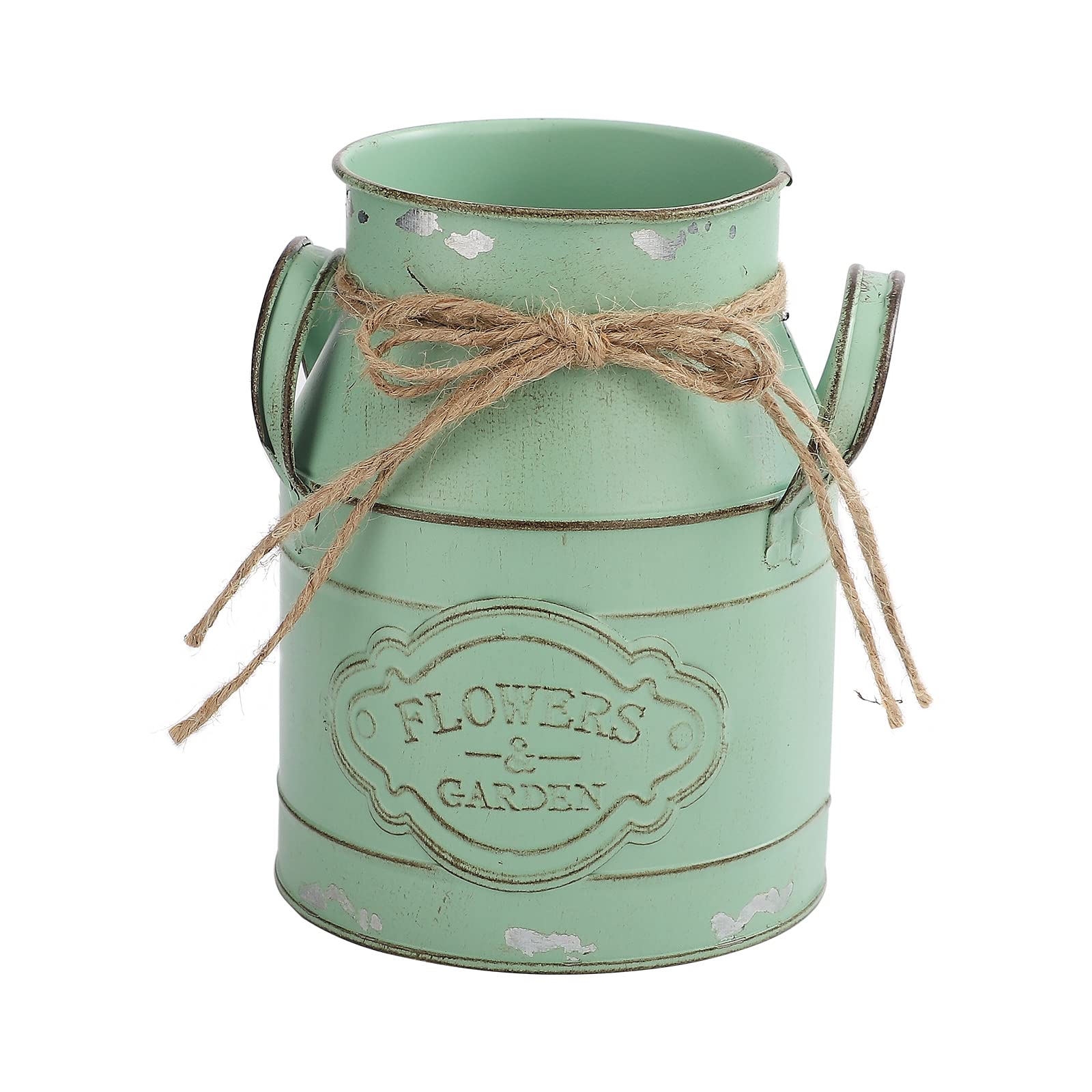 JUKIDS Vintage Metal Flower Vase, Metal Milk Can Flower Pot Planter Bucket Decorative Pitcher Flower Vase Farmhouse Vase for Home Wedding Table Centerpiece Decor