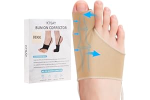 KTSAY 2PCS Bunion Corrector for Women & Men, Big Toe Straightener with Splint & Pads, Comfortable & Breathable for Day/Night Support, Hallux Valgus Pain Relief Non-Slip Socks