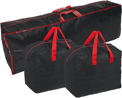 Ram Black 3 Piece Large Christmas Tree Storage Bags With Zip Waterproof