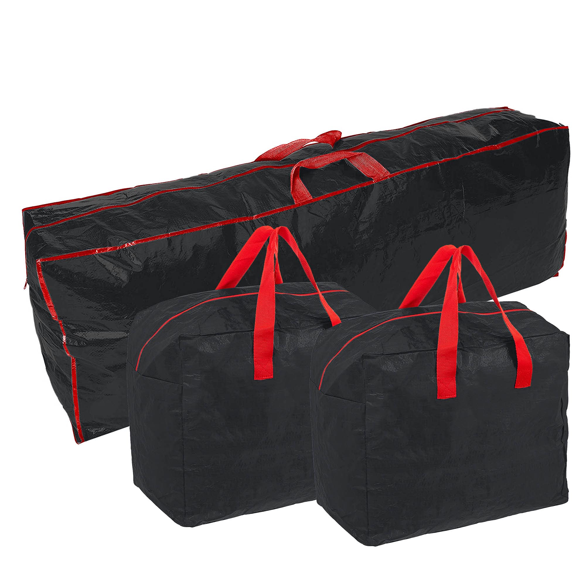 Ram® BLACK 3 Piece Large Christmas Tree Storage Bags With Zip, Waterproof, Includes 2 Decoration Bags