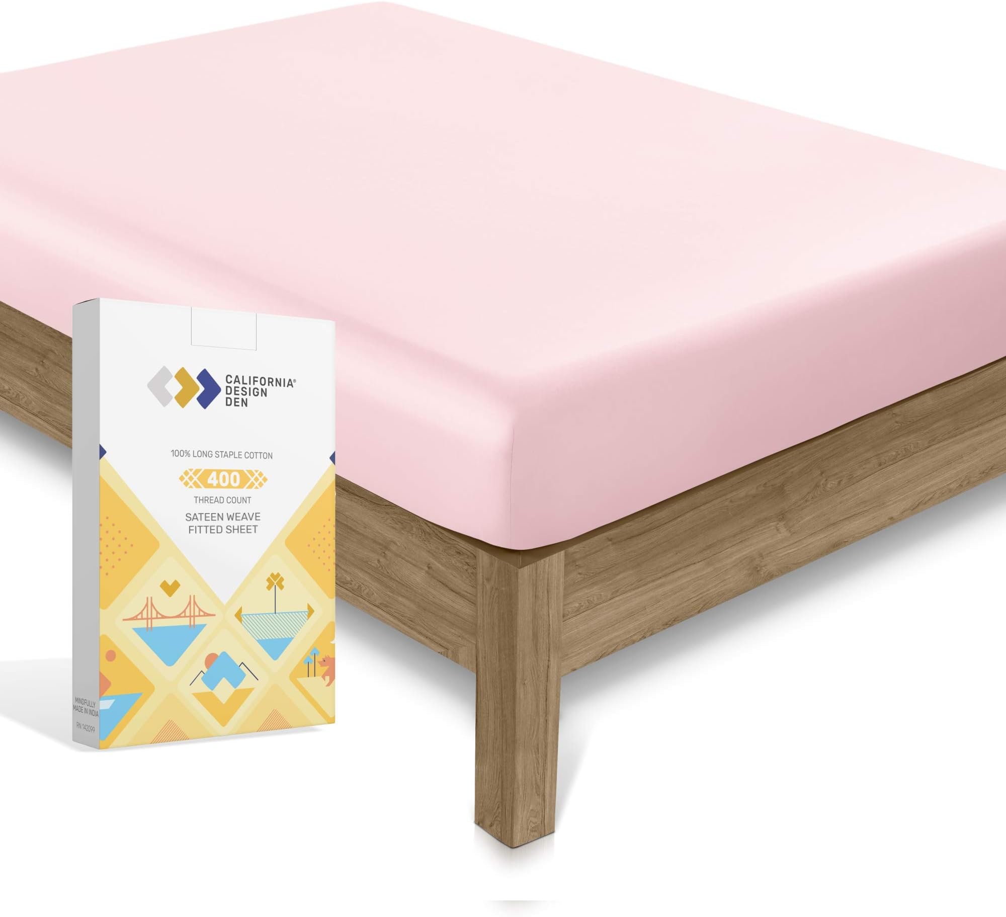 Softest Twin XL Fitted Sheet 100% Cotton 400 Thread Count, No Pop-Off Elastic, Deep Pocket Cooling Sheets, Durable Sateen Weave Bottom Sheet for Kids & Adults with Head & Foot Tags (Pink)