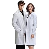 Cherry Monk Unisex Medical Lab Coat for Men & Women, Hip & Chest Pockets, Classic Fit, Snap Closing, 40" Length