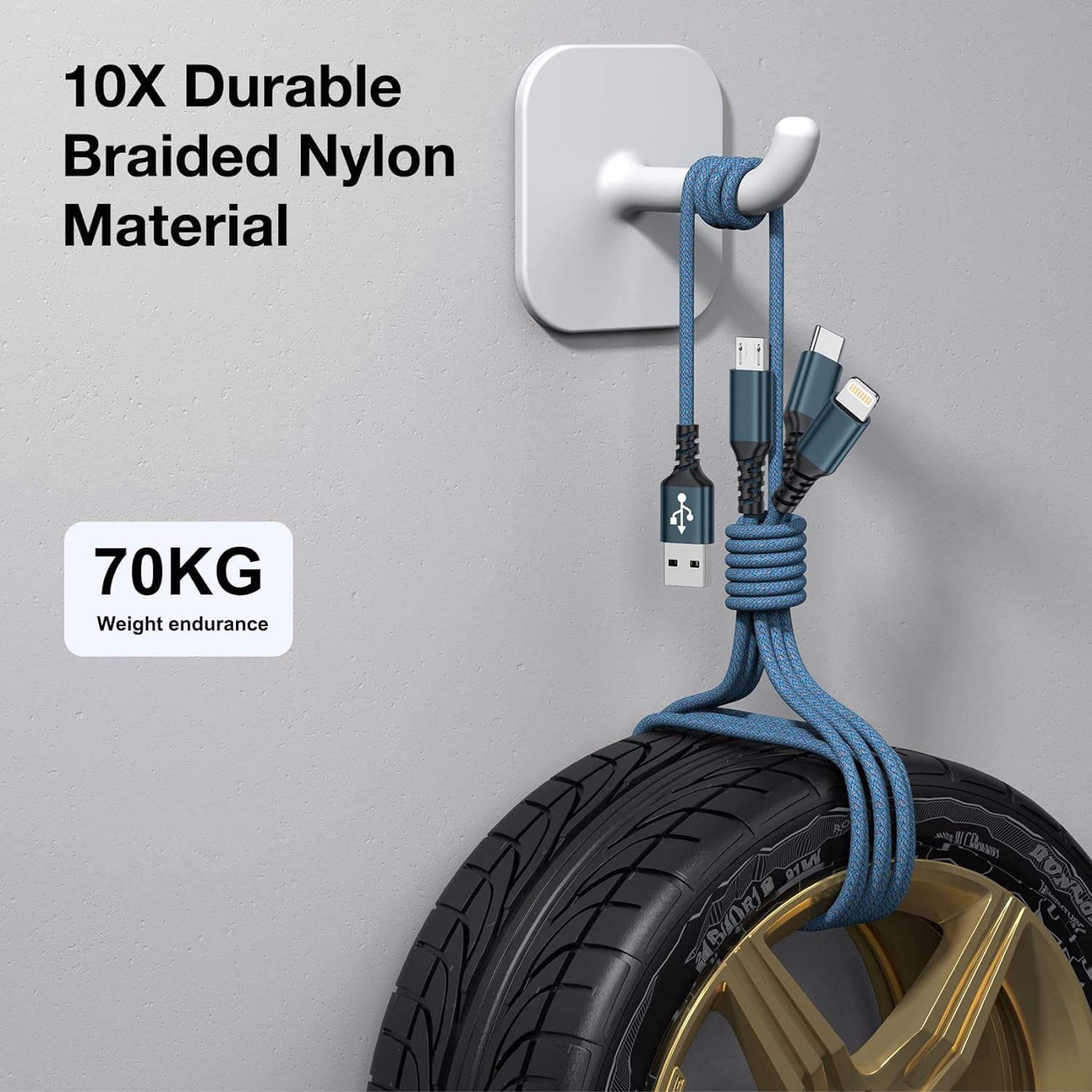 GIANAC Multi USB Kabel [3Stück 1.2M] 3 in1 Universal Ladekabel Schnell Ladekabel Mehrfach mit Micro USB Typ C Lightning Kabel für iPhone, Android Galaxy, Huawei,Oneplus,Sony,Honor View 5
