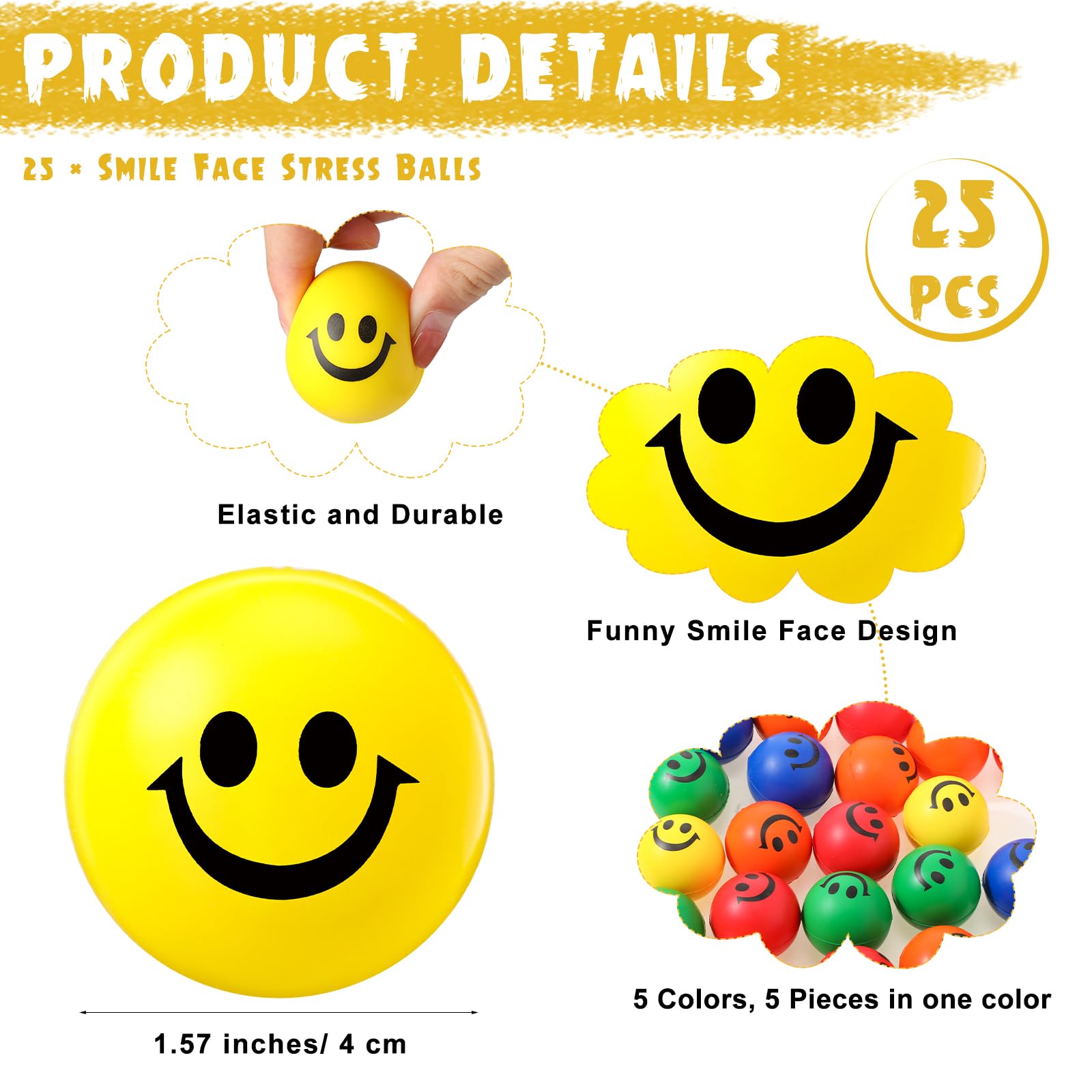Condition photo showing New/Like New for tenceur 25 sets employee gifts set funny stress balls mini smile face spiral notepads inspirational ballpoint pens organza bag for staff coworker office events party favors