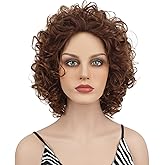 Wiginway Short Curly Synthetic Wigs Women Costume Wig Natural Looking, Auburn Mixed Wigs, 8 Inch(33T30)