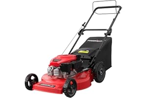 PowerSmart Self Propelled Gas Lawn Mower, 22 in. with 170cc OHV Engine, 2-in-1 Rear-Wheel Drive High Wheels, Red