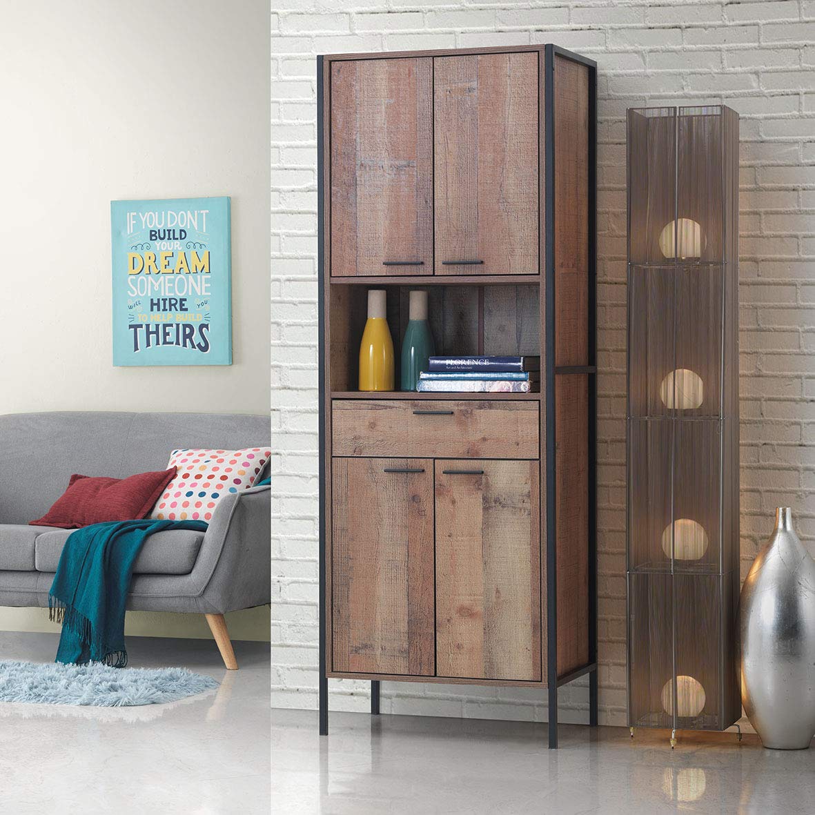 Timber Art Design Stretton Urban Tall Storage Cabinet With 4 Doors