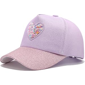 Julerwoo Girls Cotton Pink Baseball Caps Unicorn & Rainbow Adjustable Sun Hats for Toddler Kids