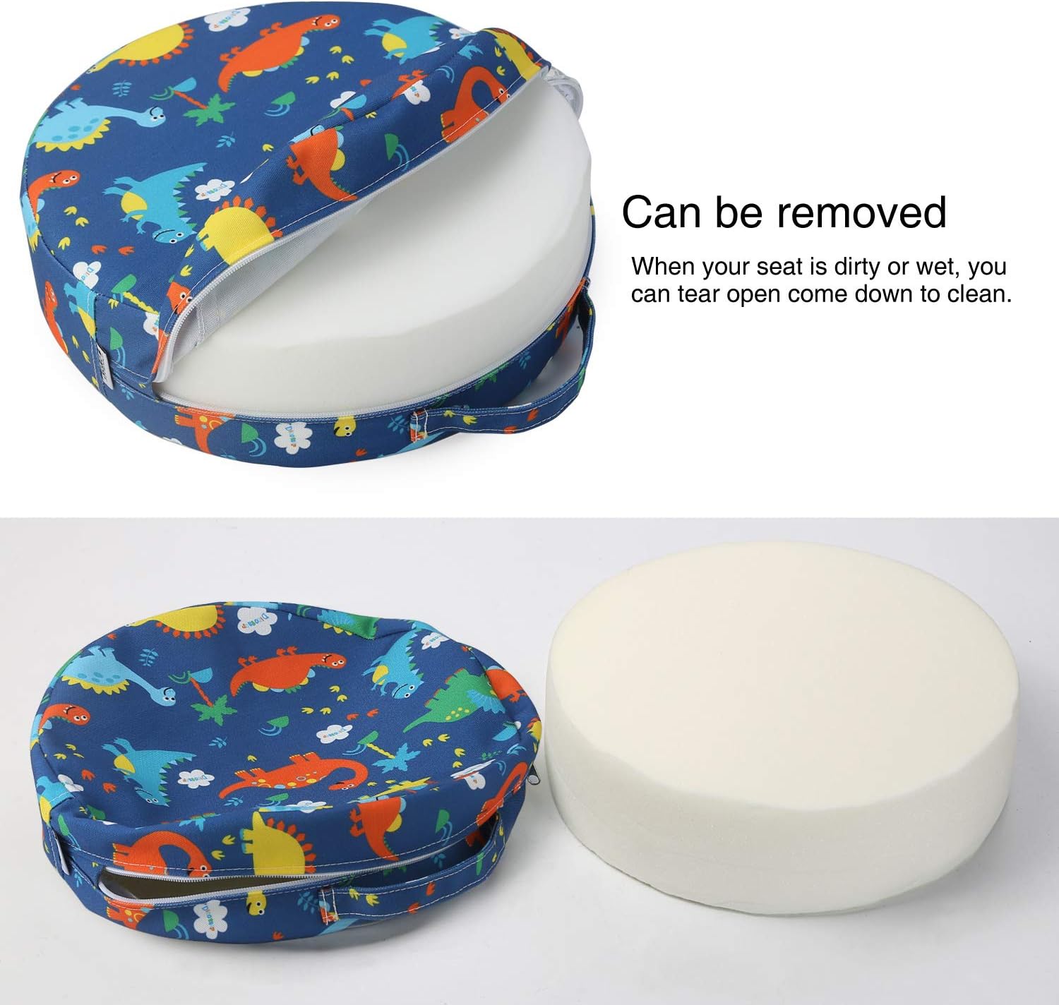 Toddler Booster Seat for Dining Table Dismountable Washable Dining Chair Booster Cushion with Adjustable Straps,Travel Booster seat for Baby Kids Infant (Round) - Image 5