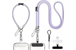 BFSD·DM Cell Phone Lanyard, 4× Pads,1× Phone Wrist Strap,2× Adjustable Finger Strap,Universal Crossbody Patch Phone Lanyards,Compatible with Most Smartphones, anti theft(Purple)