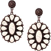 MINACHI Vintage Bohemian Created White Turquoise Dangle Drop Earrings, Boho Summer Jewelry Gift for Women (4)