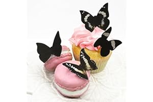 Sugar Robot Inc. Edible Butterflies Small Size Premium Crafted Made in the USA Cake and Cupcake Toppers, Decoration (black) set of 24